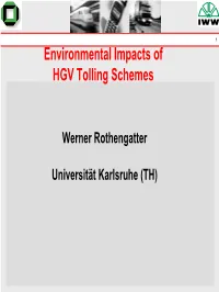 Environmental Impacts of HGV Tolling Schemes