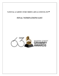 Final Nominations List