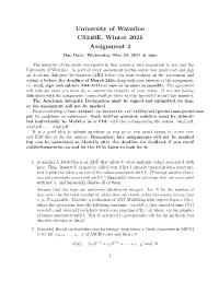 University of Waterloo CS240E, Winter 2021 Assignment 4 Due Date: Wednesday, Mar 24, 2021 at 5Pm