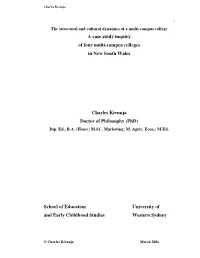 A Case Study Inquiry of Four Multi-Campus Colleges in New South Wales