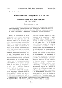 A Convenient Mode Locking Method of an Ion Laser December 1984