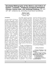 Annotated Bibliography of the History and Culture of Eastern