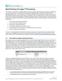 Best Practices for Ingeo Processing