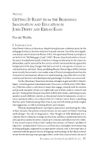 Imagination and Education in John Dewey and Kieran Egan