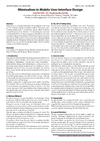 Minimalism in Mobile User Interface Design 1Vandith PSR, 2Dr