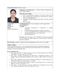 Name of the Faculty : Ms. Neha Yadav Designation and Department : Assistant Professor, Department of Environmental Studies