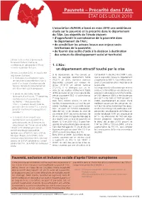 Pauvreté – Précarité Dans L'ain État Des Lieux 2010