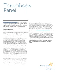 Thrombosis Panel (Test Code 4820) Please Complete All Pages of the Mammalian Plasma