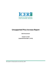 Unsupported Price Increase Report