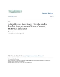 A Troublesome Inheritance: Nicholas Wadeâ•Žs Botched Interpretation Of
