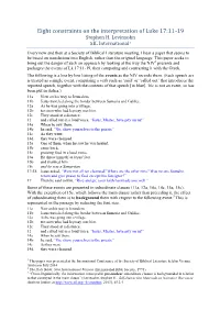 Eight Constraints on the Interpretation of Luke 17:11-19 Stephen H