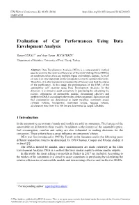 Evaluation of Car Performances Using Data Envelopment Analysis