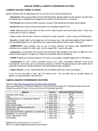 HAULER TERMS and WASTE CONVERSION FACTORS