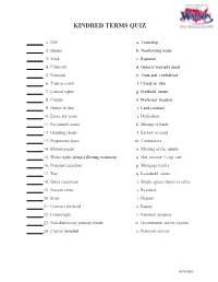 Kindred Terms Quiz