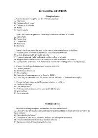 ROTAVIRAL INFECTION Simple Choice Multiple Choice