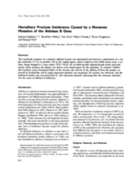 Hereditary Fructose Intolerance Caused by a Nonsense Mutation Of