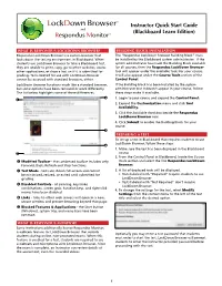 Instructor Quick Start Guide Lockdown Browser™ and Respondus Monitor