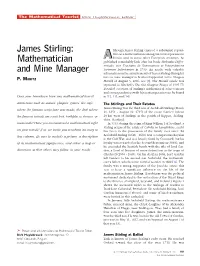 James Stirling: Mathematician and Mine Manager