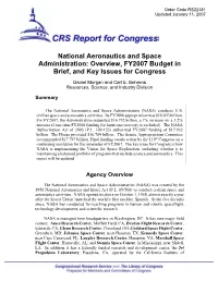National Aeronautics and Space Administration: Overview, FY2007 Budget in Brief, and Key Issues for Congress