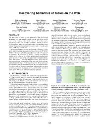 Recovering Semantics of Tables on the Web