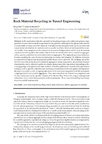 Rock Material Recycling in Tunnel Engineering