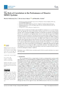 The Role of Correlation in the Performance of Massive MIMO Systems