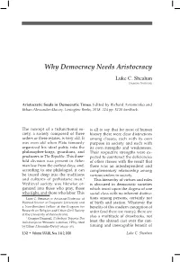 Why Democracy Needs Aristocracy Luke C