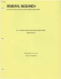 Ed: a Context Editor for the Cp/M Disk System User's