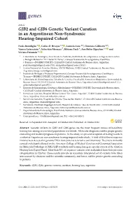 GJB2 and GJB6 Genetic Variant Curation in an Argentinean Non-Syndromic Hearing-Impaired Cohort