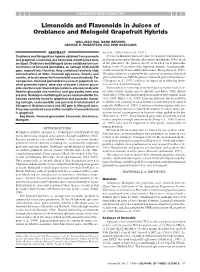 Limonoids and Flavonoids in Juices of Oroblanco and Melogold Grapefruit Hybrids