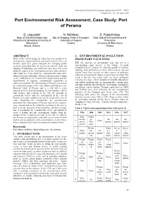 Port Environmental Risk Assessment, Case Study: Port of Perama