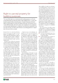 Right to Use Real Property for Building Purposes Is of Funda- Sentation Required Under Law
