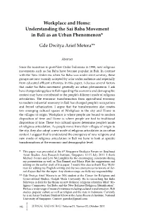 Understanding the Sai Baba Movement in Bali As an Urban Phenomenon*