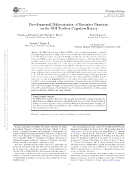 Developmental Differentiation of Executive Functions on the NIH Toolbox Cognition Battery