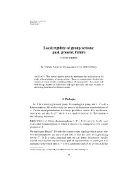 Local Rigidity of Group Actions: Past, Present, Future