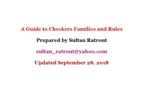 A Guide to Checkers Families and Rules