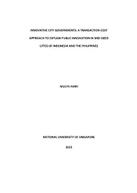 A Transaction Cost Approach to Explain Public Sector Innovation in Secondary Cities of Indonesia and the Philippines