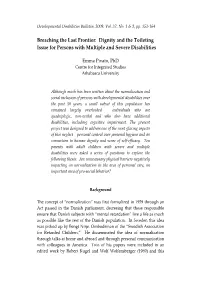 Dignity and the Toileting Issue for Persons with Multiple and Severe Disabilities