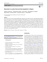 Mycotoxins in Poultry Feed and Feed Ingredients in Nigeria
