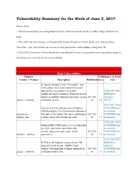 Vulnerability Summary for the Week of June 5, 2017