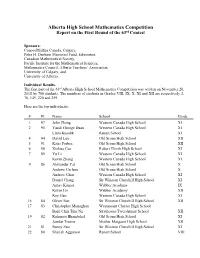 Alberta High School Mathematics Competition Report on the First Round of the 63Rd Contest