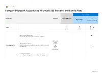 Compare Microsoft Account and Microsoft 365 Personal and Family Plans
