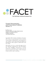 Format Characteristics and Preservation Problems Version 1.0