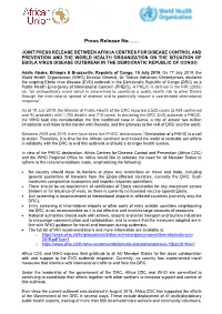 Joint Press Release Between Africa Cdc and Who on The