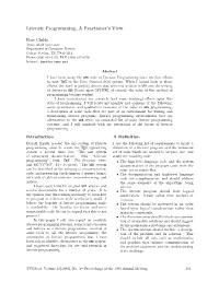 Literate Programming, a Practioner's View