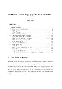 MATH 304: CONSTRUCTING the REAL NUMBERS† Peter Kahn