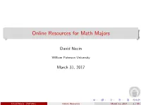 Online Resources for Math Majors