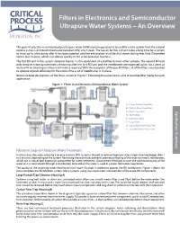 Filters in Electronics and Semiconductor Ultrapure Water Systems – an Overview