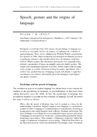 Speech, Gesture and the Origins of Language