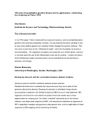 100 Years of Quantitative Genetics Theory and Its Applications: Celebrating the Centenary of Fisher 1918